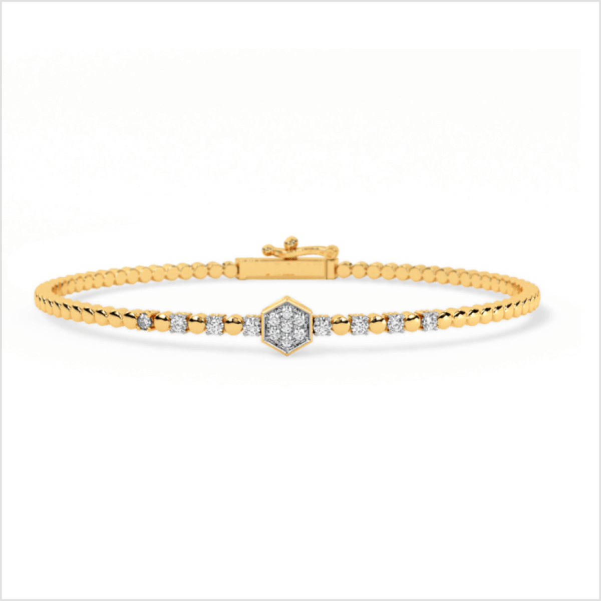 Lexy Round Diamond Bangle-White Gold-18-57