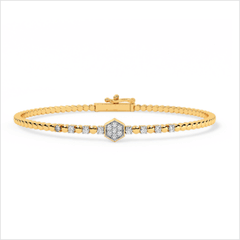 Lexy Round Diamond Bangle-White Gold-18-57